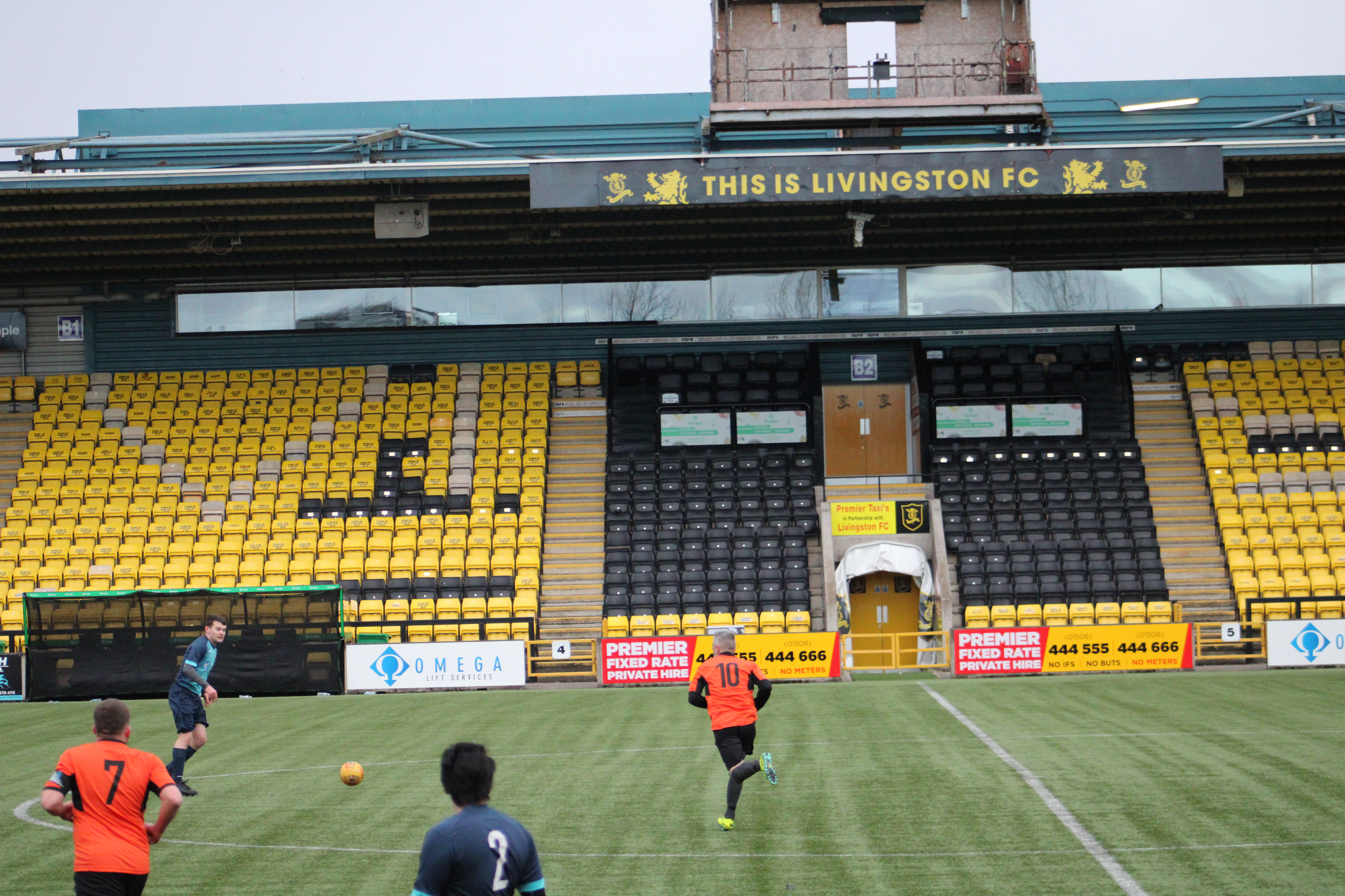 Playing football at the Livingston FC Stadium